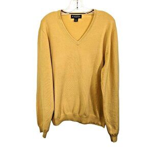 Brooks Brothers Sweater Extra Fine Italian Merino Wool Mens Large Yellow V Neck